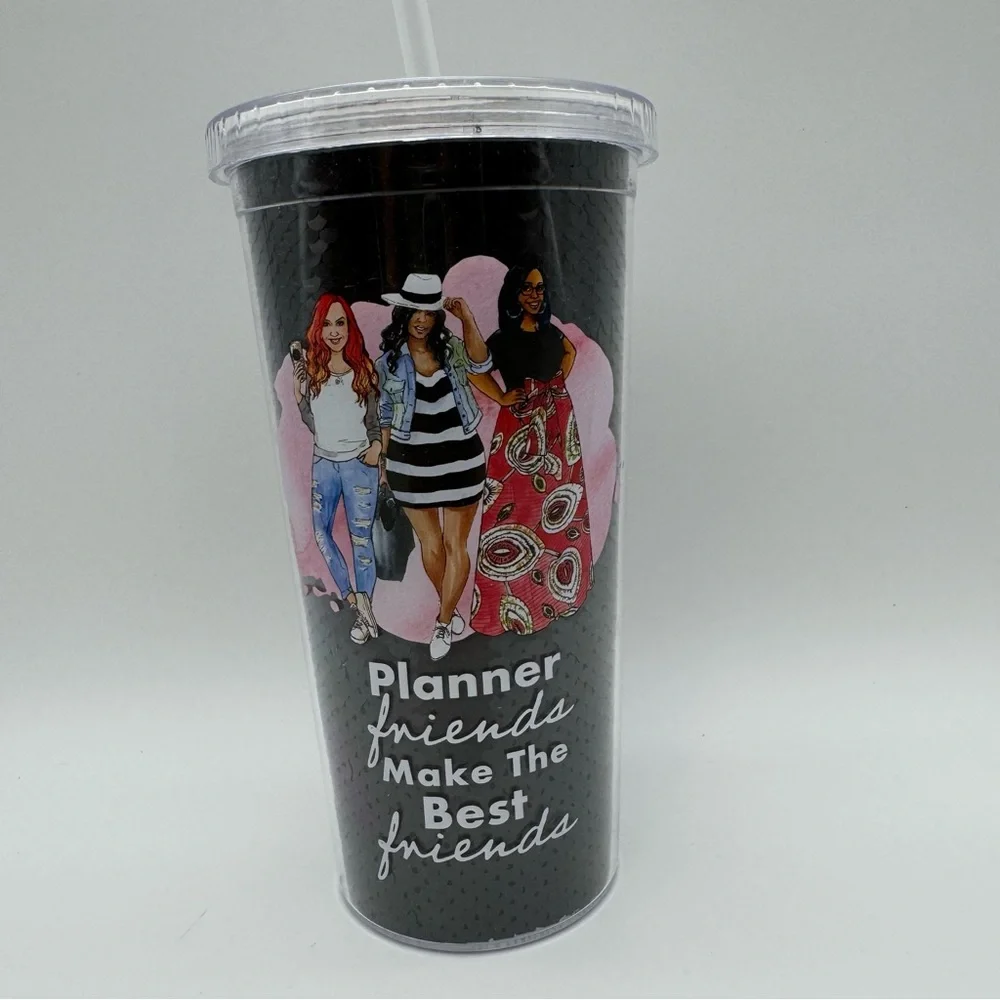 Acrylic double-wall tumbler with the phrase“Planner friends make the best friend